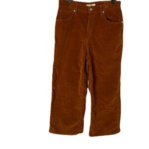 Levi's Women’s Size 31 Warm Brown Corduroy Mile High Cropped Wide Leg Pants
